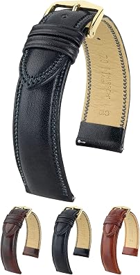 Hirsch Ascot Calf Leather Watch Strap - Chesterfield English Style - 18mm-20mm - Choose Color & Size - Quick Release Watch Band