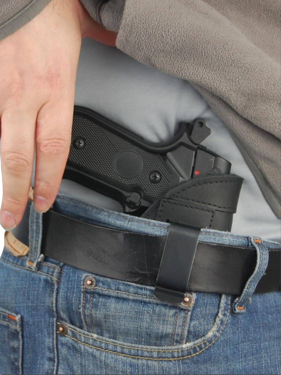 Barsony New Black Leather Inside The Waistband Holster for Full Size 9mm 40 45