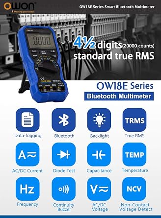 OWON OW18D 4 1/2 Digits Handheld Digital Multimeter True RMS Test 20000 Counts Flashlight Function Multimeters Digital