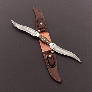 KE-0466-HK Custom Handmade Damascus steel double blade hunting knife With Sheath Outdoors Tools Hand Forged Hunting Karambit Knife/Cutting Tool/Camping/Bushcraft Knife