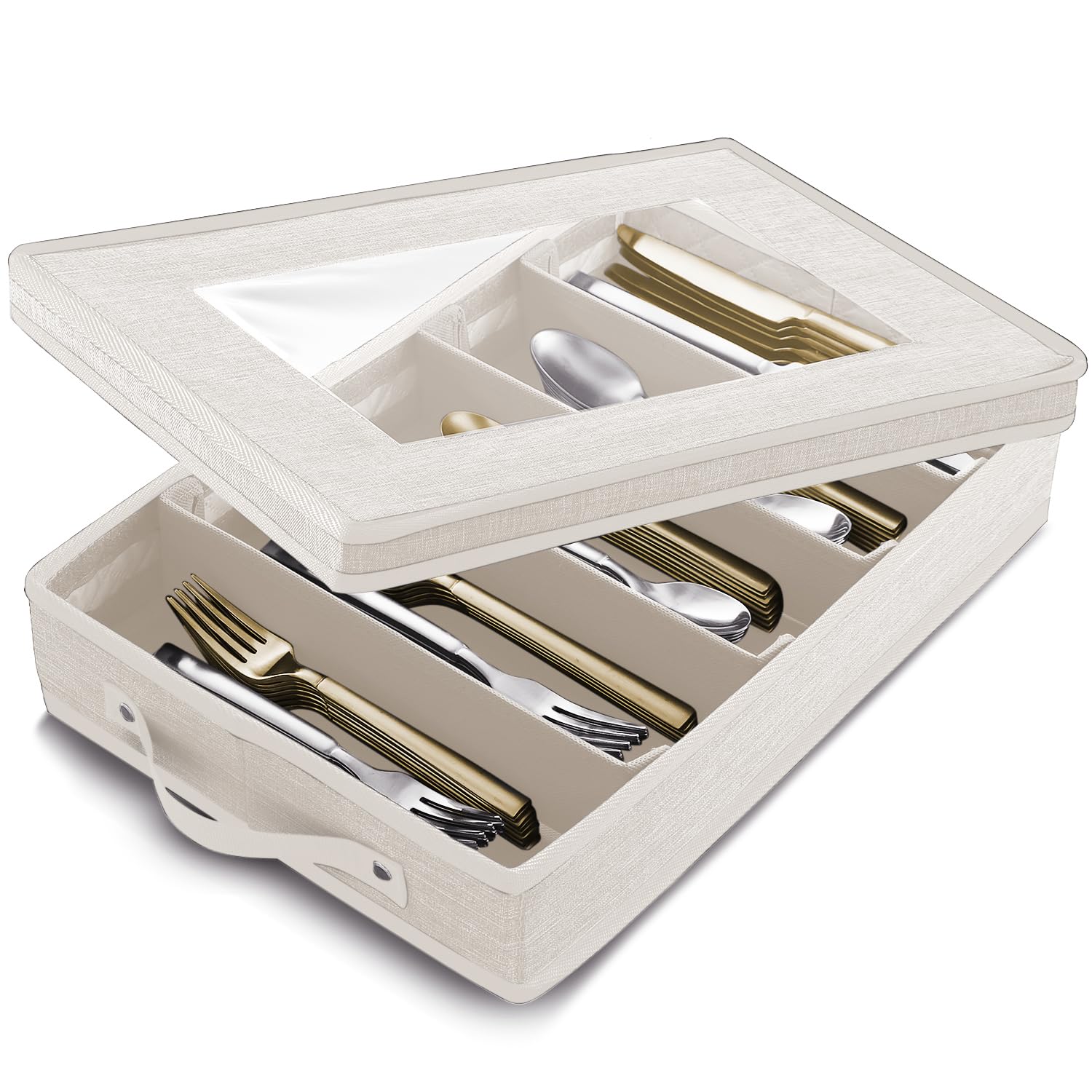 Hearth &amp; Harbor Flatware Organizer for Drawer, Silverware Storage Box