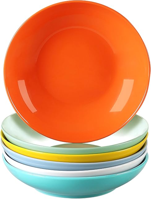 LOVECASA, Seria Sweet, Porcelanowy talerz do zupy, 6 sztuk, 21 cm, 550 ML, czysty talerz kolorowy