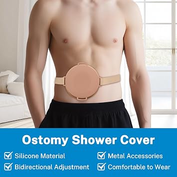 WONDSIGN Ostomy Bag Waterproof Shield, Leak-Proof Protection for Showers, Adjustable Universal Stoma Pouch, 5.5-Inch Diameter, Maximum Adjustable Length 37.8-Inch, 1Pc