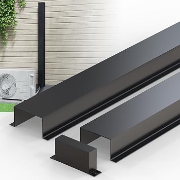 6 x 4 in Mini Split Line Set Cover Kit,Metal Line Set Covers for Central Air Conditioner & Heat Pump,Protection and Decorative,Mini Split Cover,Black