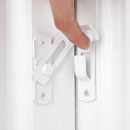 Miniatura 10 de Paquete de 4 pestillos deslizantes para puertas abatibles, color blanco mate de 90 grados, de acero inoxidable, cerraduras de seguridad para puerta,
