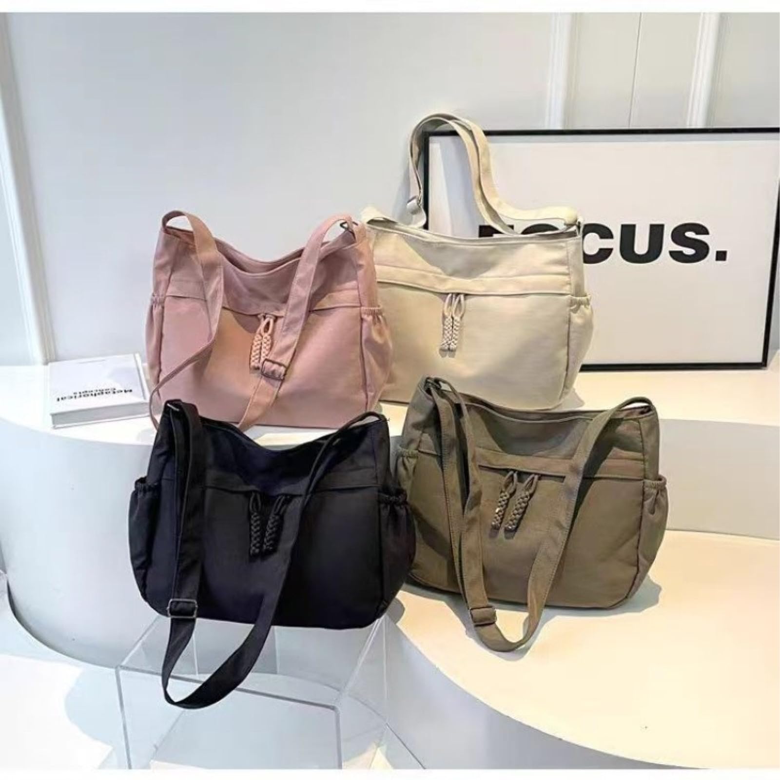 Damentaschen Einfache Und Geräumige Handtasche, Lässige Vielseitige Leinwandstasche, Geeignet Für Das Pendeln Von Frauen -Black