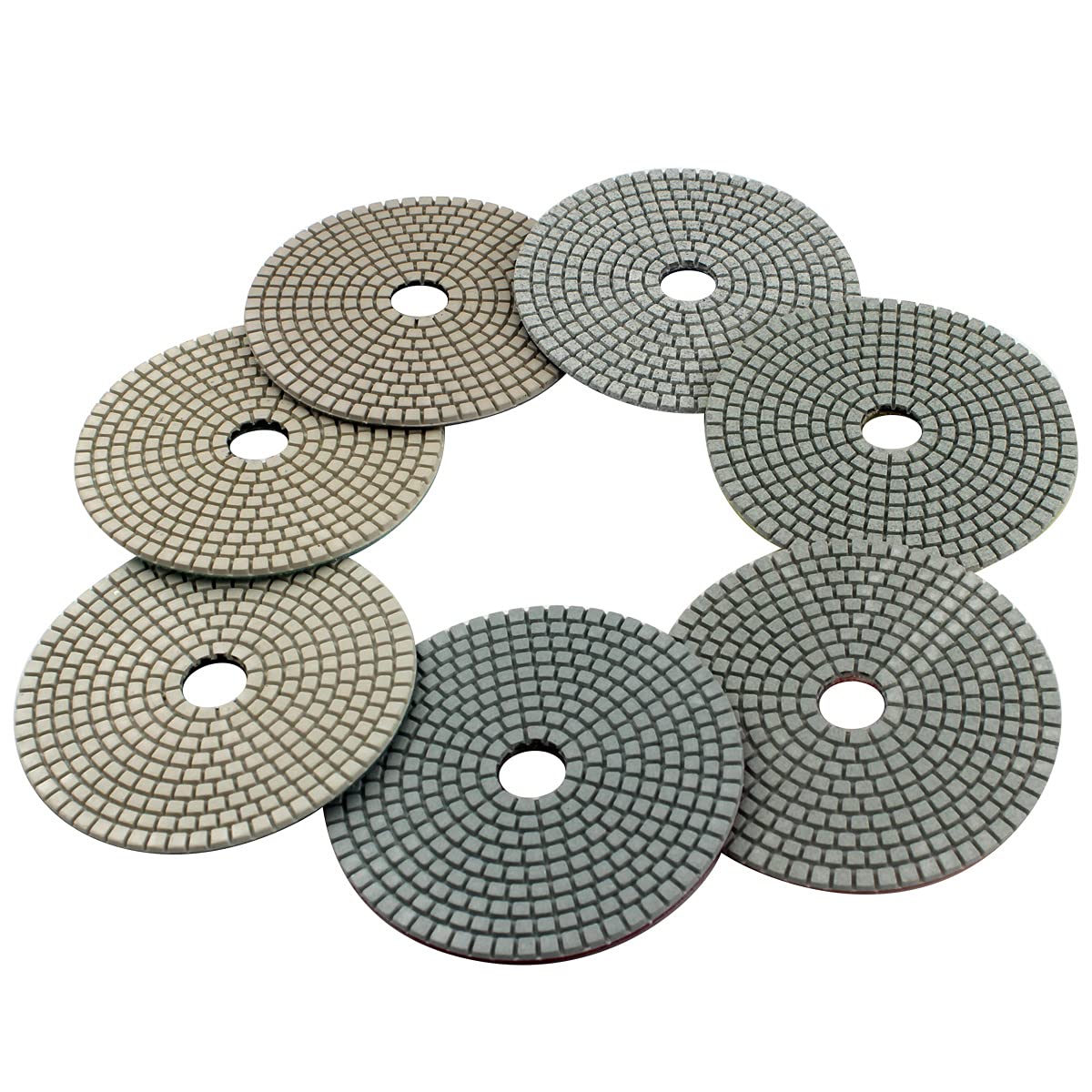 5" Wet Diamond Polishing Pads - Sanding and Polishing Tile Stone Marble Granite Concrete Ceramics Glass 7Set