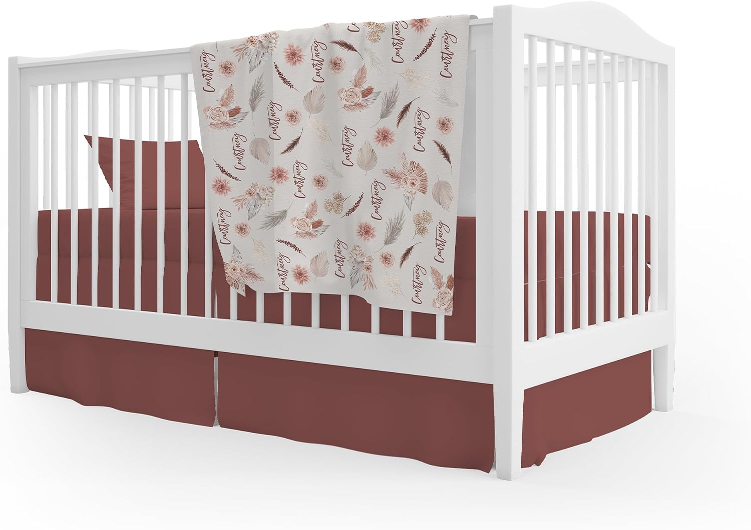 Girls Love A Monogram - Boho Floral Pattern Baby Blankets for Girls - Custom Baby Blankets for Girls