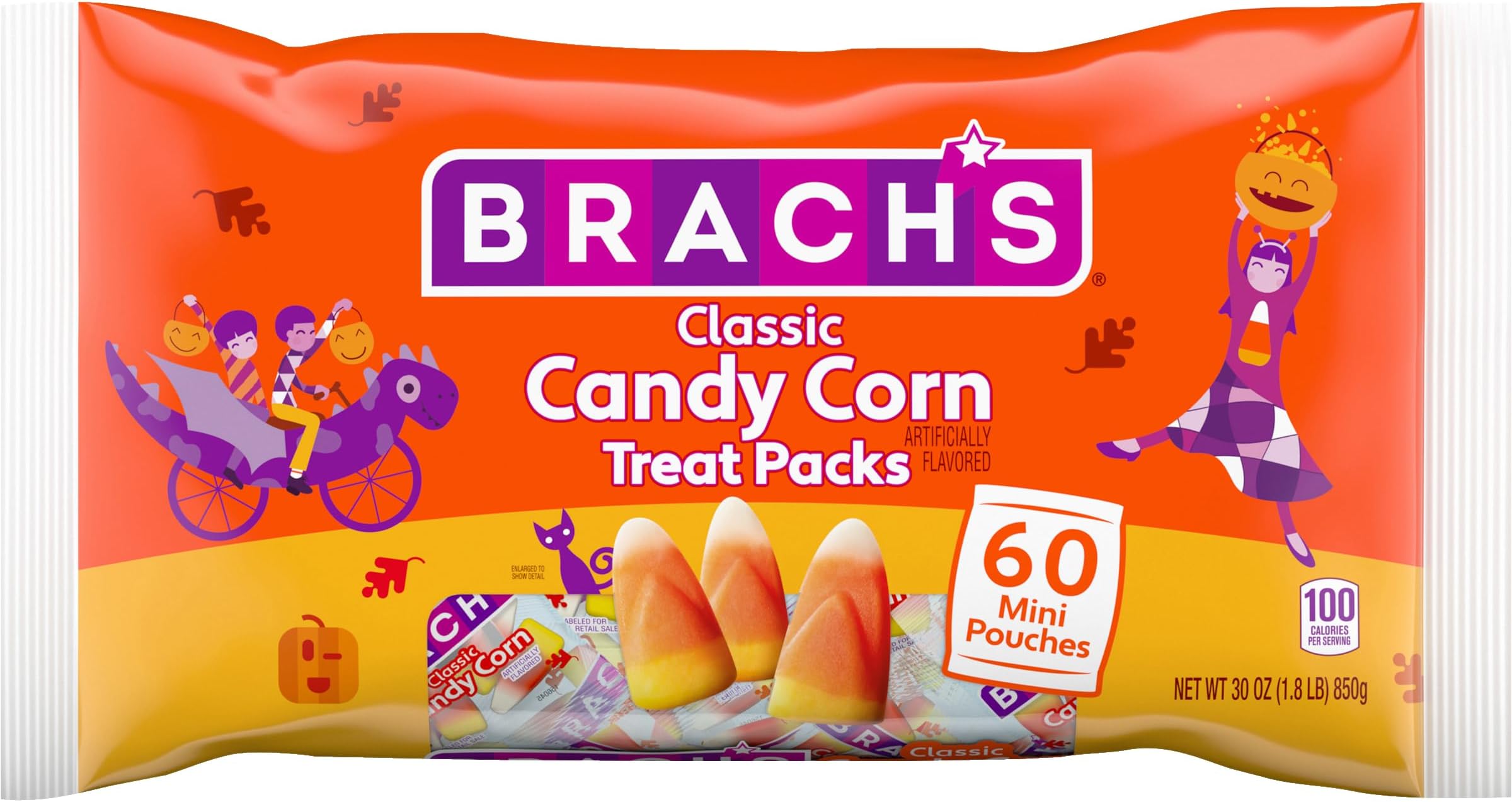 Brach's Classic Candy Corn Trick or Treat Packs, 60 Mini Pouches