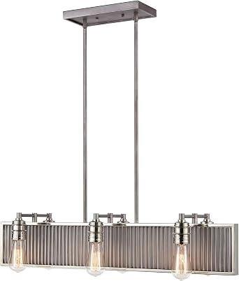 Elk Home 15928/6 Corrugated Steel 32 Wide 6-Light Chandelier with Weathered Zinc Finish