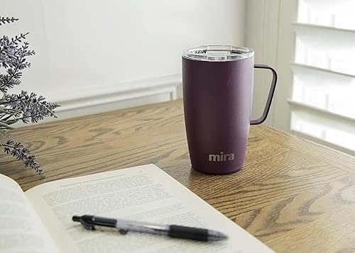 Miniatura 8 de MIRA Taza de viaje de 18 onzas, vaso aislado con asa y tapa, apto para vasos, taza de café de viaje de acero inoxidable, taza de café aislada con