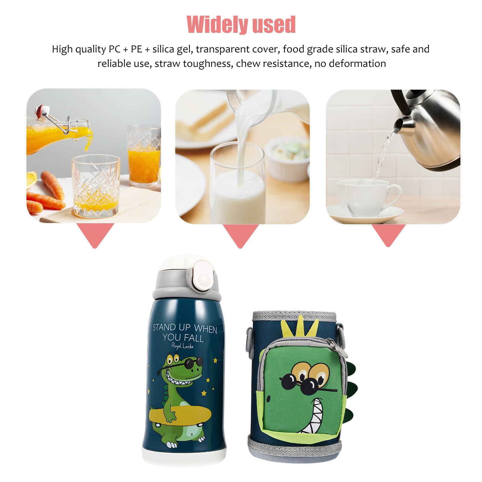 Isolierte Kindertrinkflasche 550ml aus Edelstahl mit Auslaufsicherem Deckel und Lebensmittelechtem Silikonstrohhalm Robust und Tragbar als Geschenk