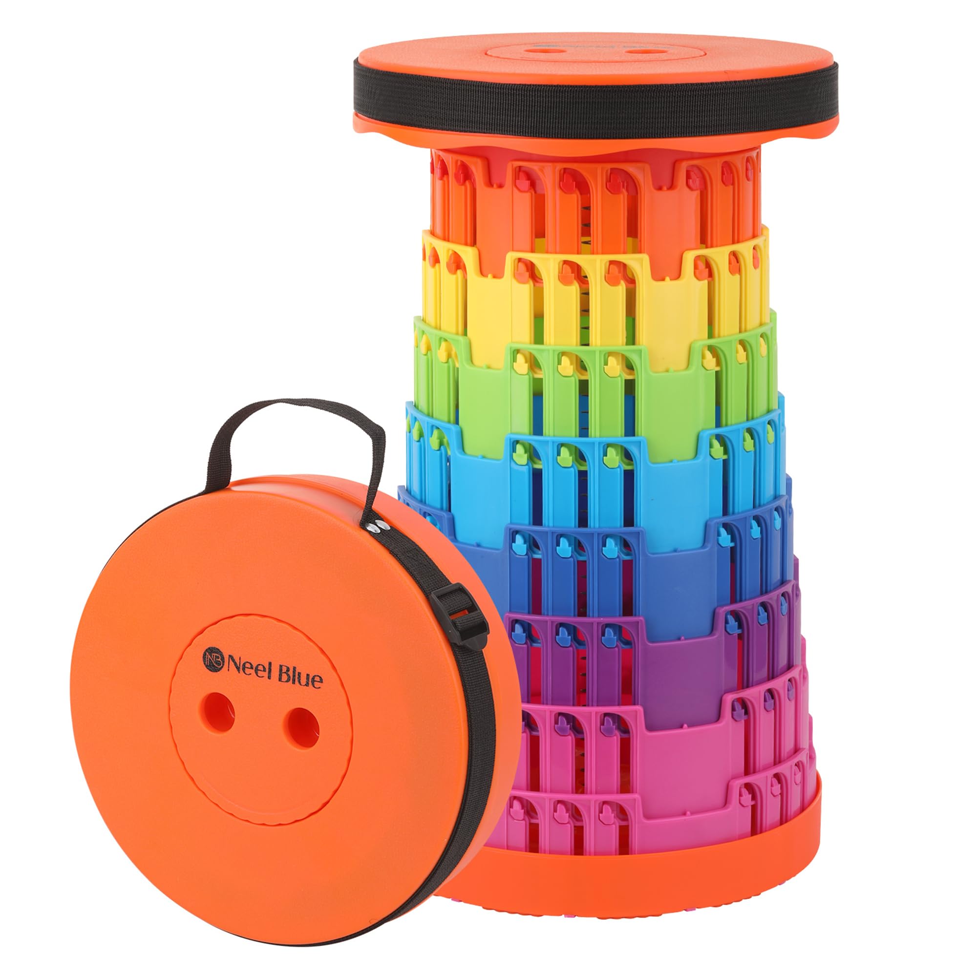 Trimming Shop Portable Folding Stool Lightweight Rainbow Orange Retractable Telescopic Collapsible Stool for Camping Fishing Hiking BBQ Outdoors Indoors Kitchen with 200KG Load Capacity