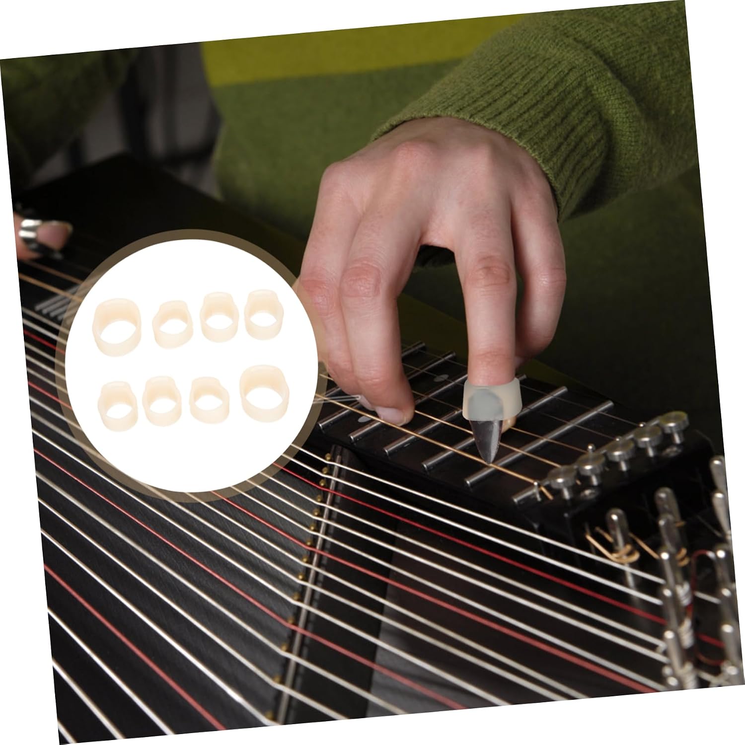 Levemolo 2sets Guzheng Nail Protector Professional Guzheng Nail Pick Covers for Left Right Hands