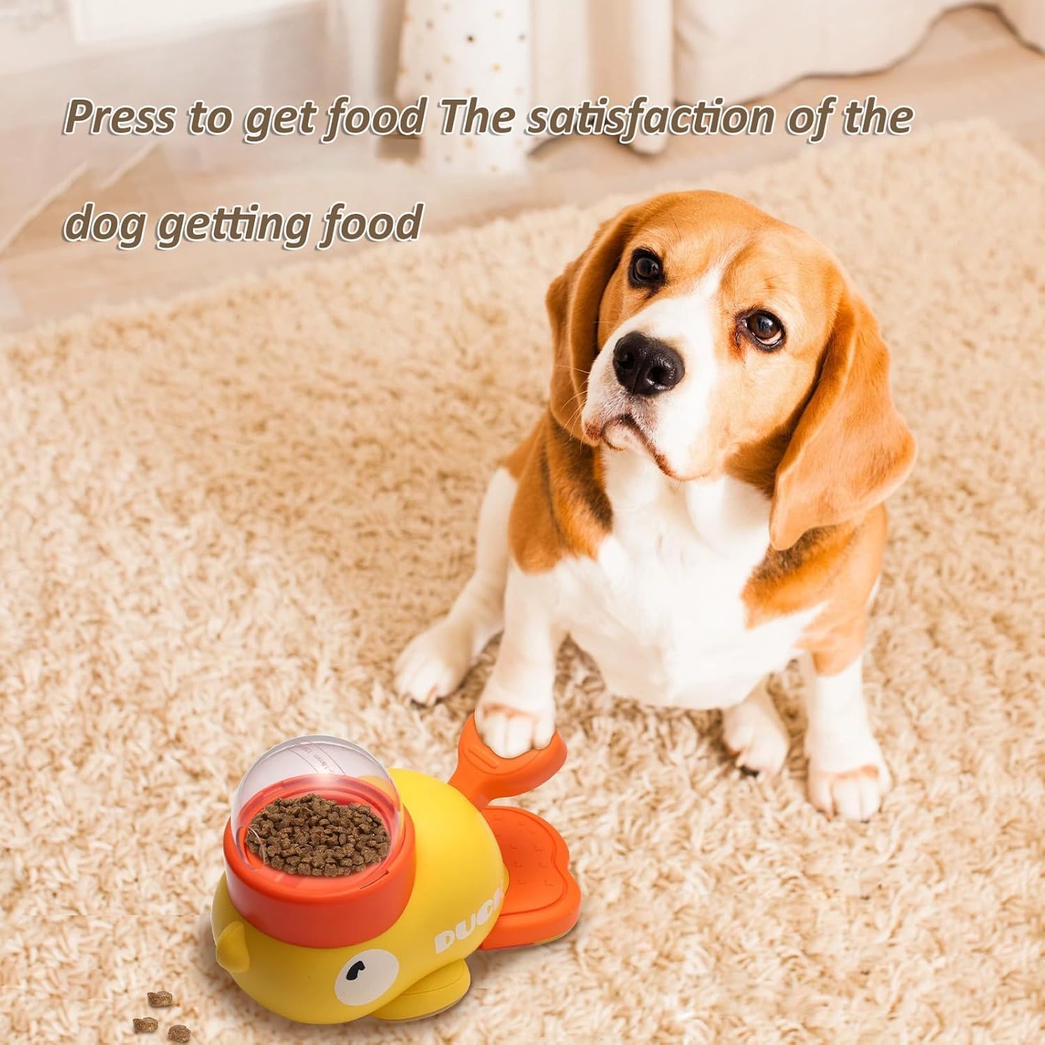 Duck Cat Treat Dispenser - Cat Duck Treat Dispenser, 2-in-1 Dog Interactive Slow Feeder & Puzzle Toy, for Small & Large Pets (Yellow+White)