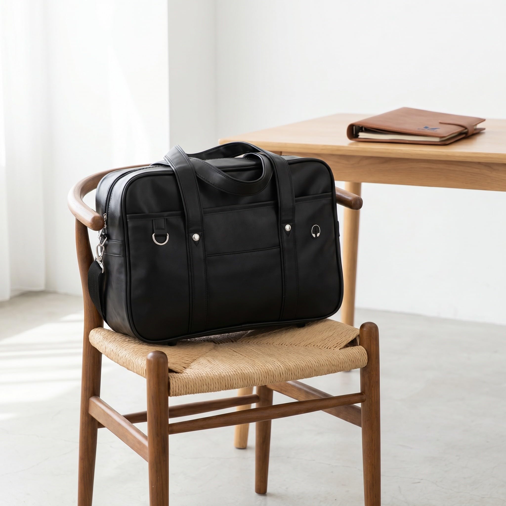 Vaguelly Bolso Hombro Mujer PU Negro Gran Capacidad Trabajo
