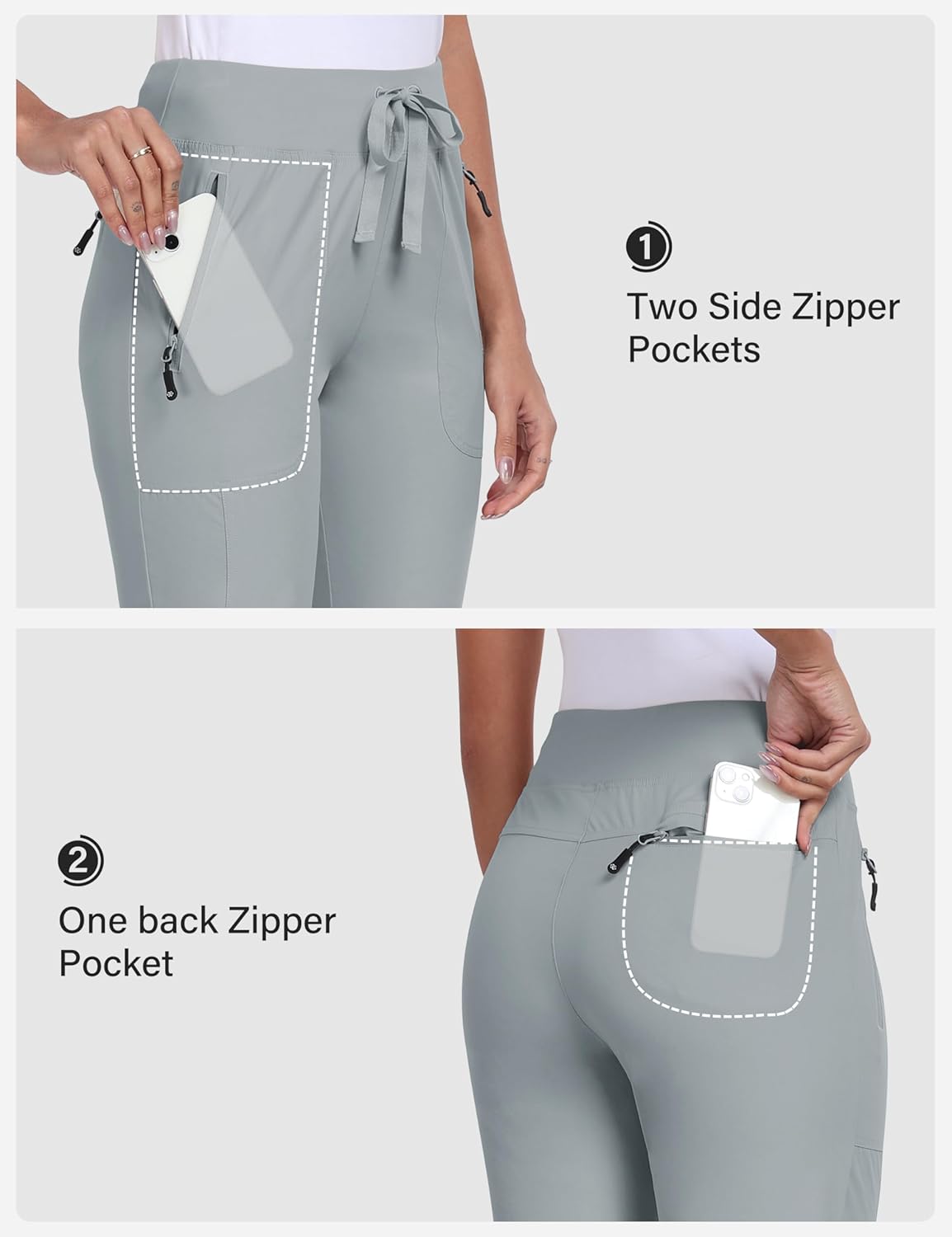 MoFiz Women's Hiking Pants Lightweight Outdoor Quick Dry Travel Joggers Water Resistant Athletic Pants Zipper Pockets - Image 6