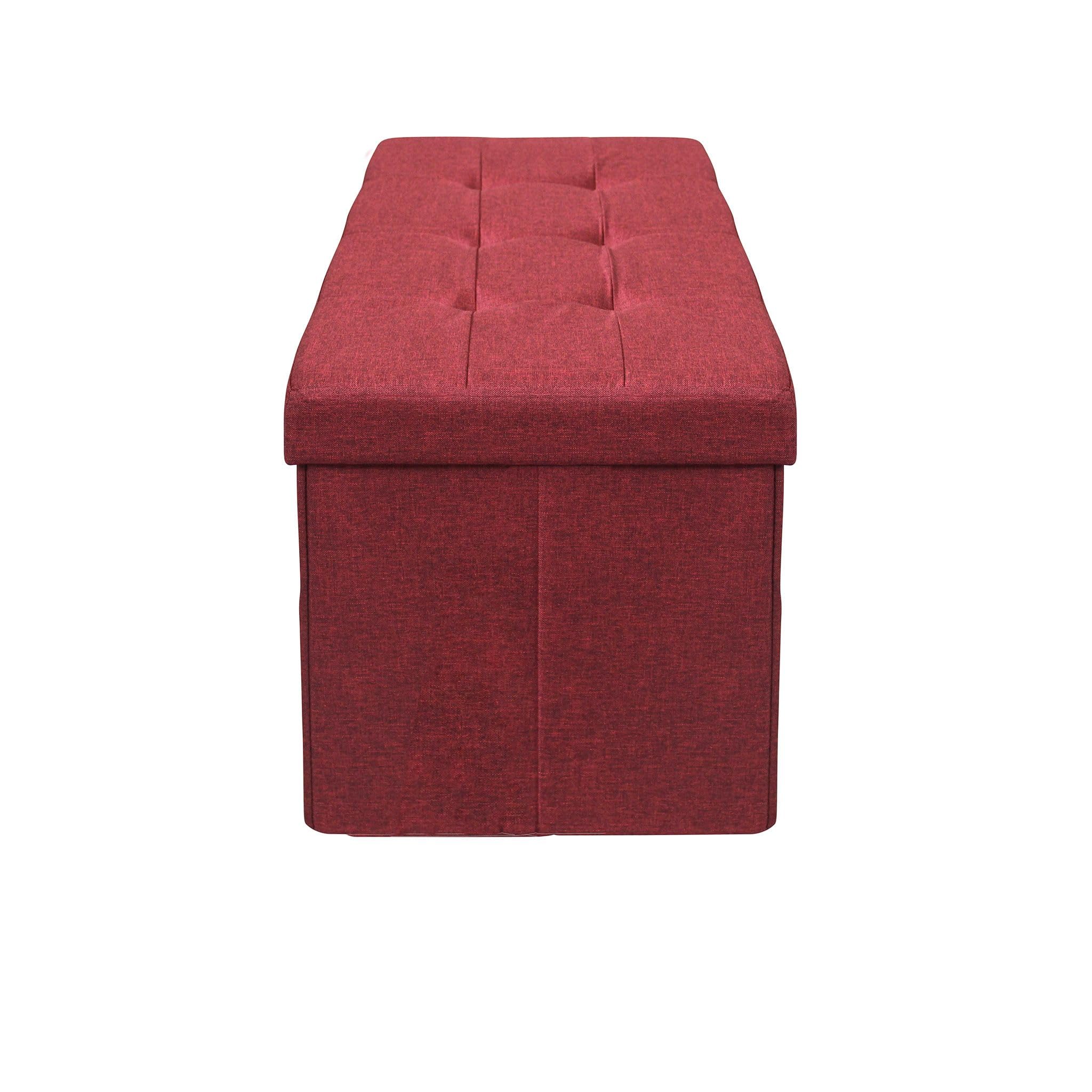 milani home - pouf contenitore rettangolare, tessuto, seduta contenitore poggiapiedi, rosso, 76 x 38 x 38 cm