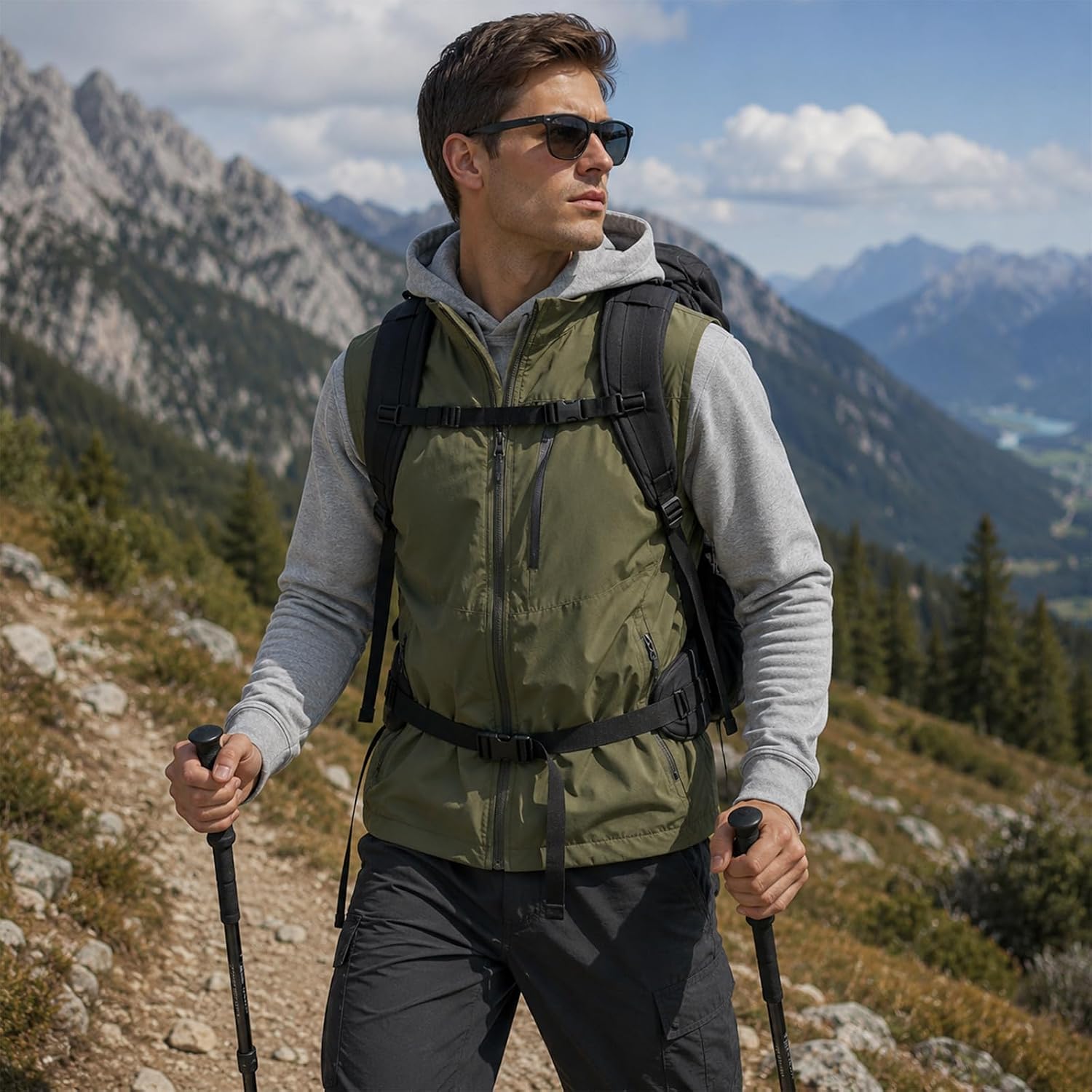 MANTORS Men's Casual Vest Lightweight Sleeveless Outdoor Hiking Jacket