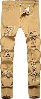 Men's Ripped Skinny Stretch Distressed Destroyed Slim Jeans Denim Pants