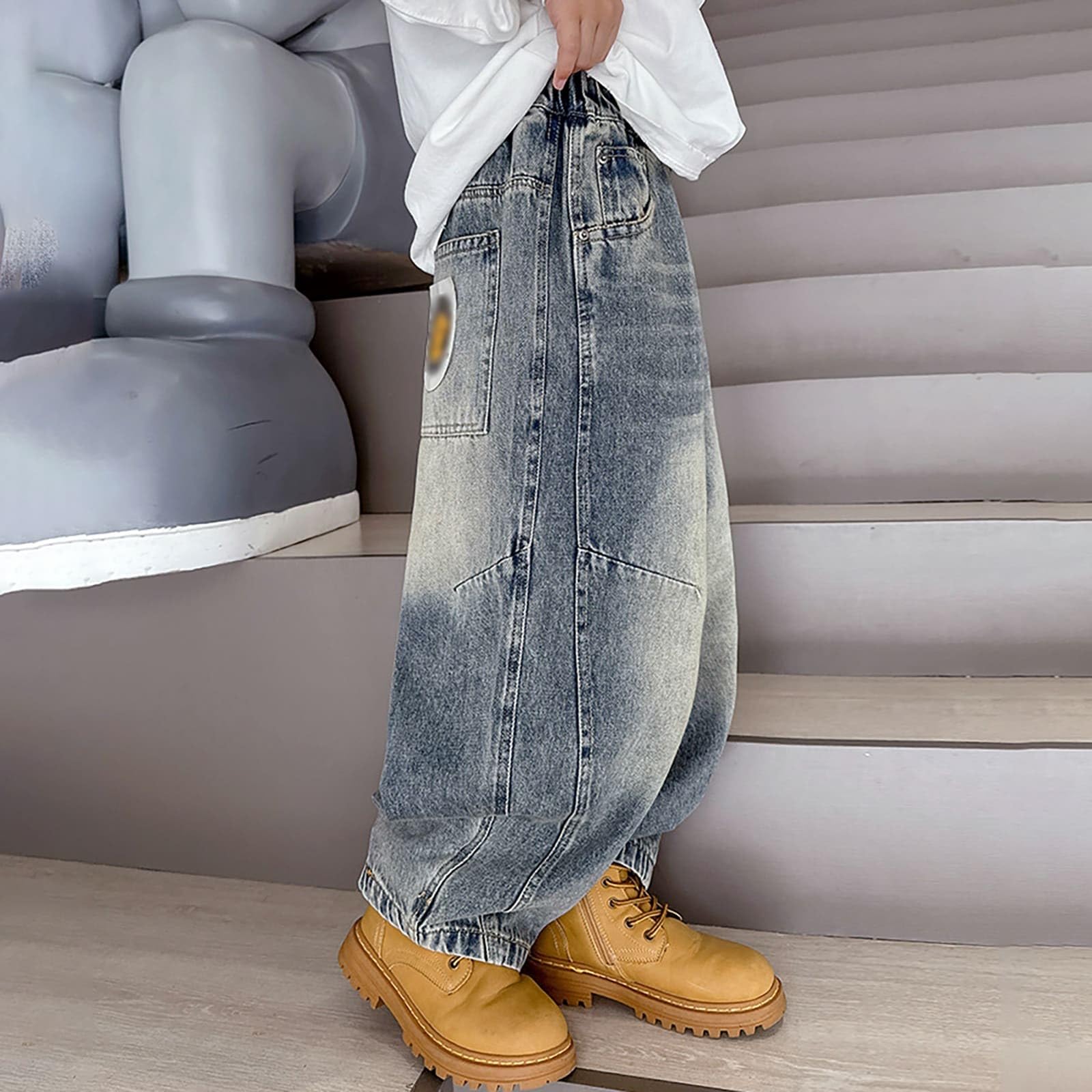 Pantalon Elastico Vaquero Ni?o Invierno Baggy Cargo Jeans
