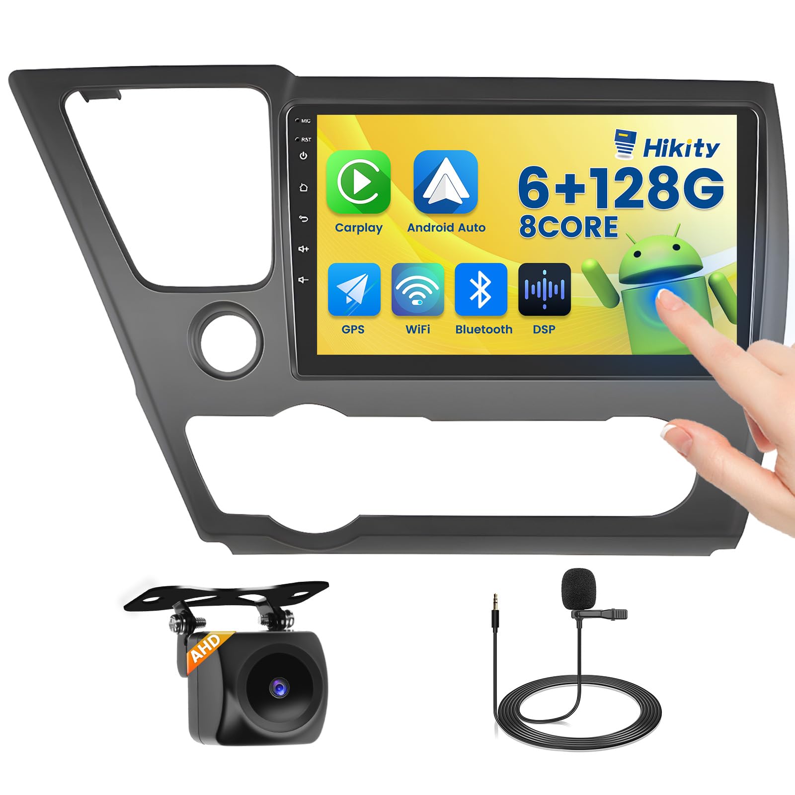 Inefala 2 64G Radio voor Hyundai i20 2008-2012 Android met Wireless CarPlay Android Auto, 9 Inch Autoscherm Bluetooth WIFI 26UI GPS FM EQ SWC AHD Achteruitkijkcamera