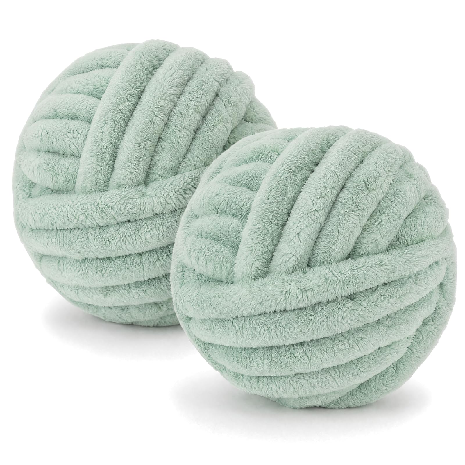 Chunky Chenille Yarn 2 Pack, 500g, 54m, 2cm, Sage Green