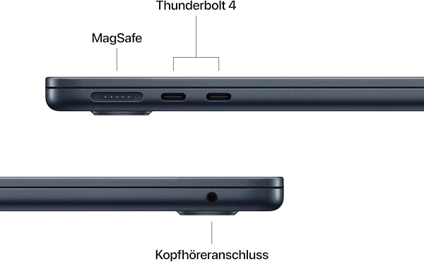 Apple MacBook Air (13", Apple M4 Chip mit 10‑Core CPU und 8‑Core GPU, 16GB Gemeinsamer Arbeitsspeicher, 256 GB) - Mitternacht - 5
