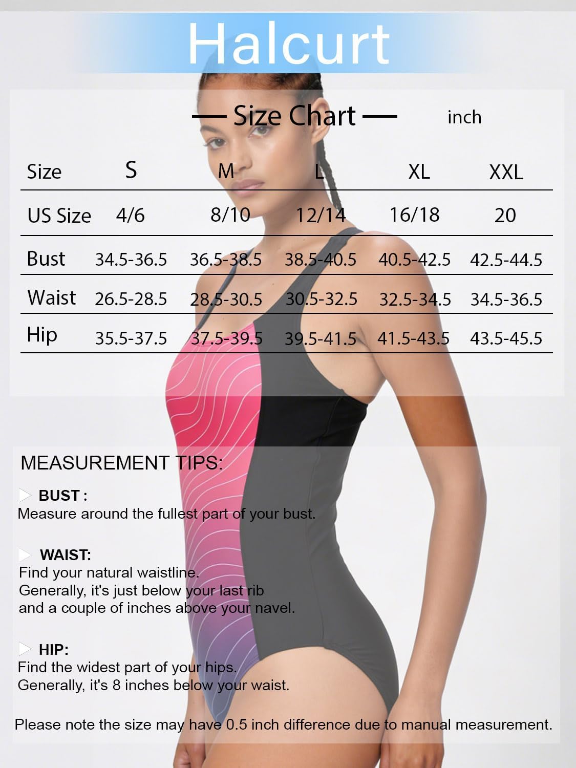 Halcurt Women's Athletic Swimsuit Adjustable Strap One Piece Swimsuit Racerback Bathing Suit