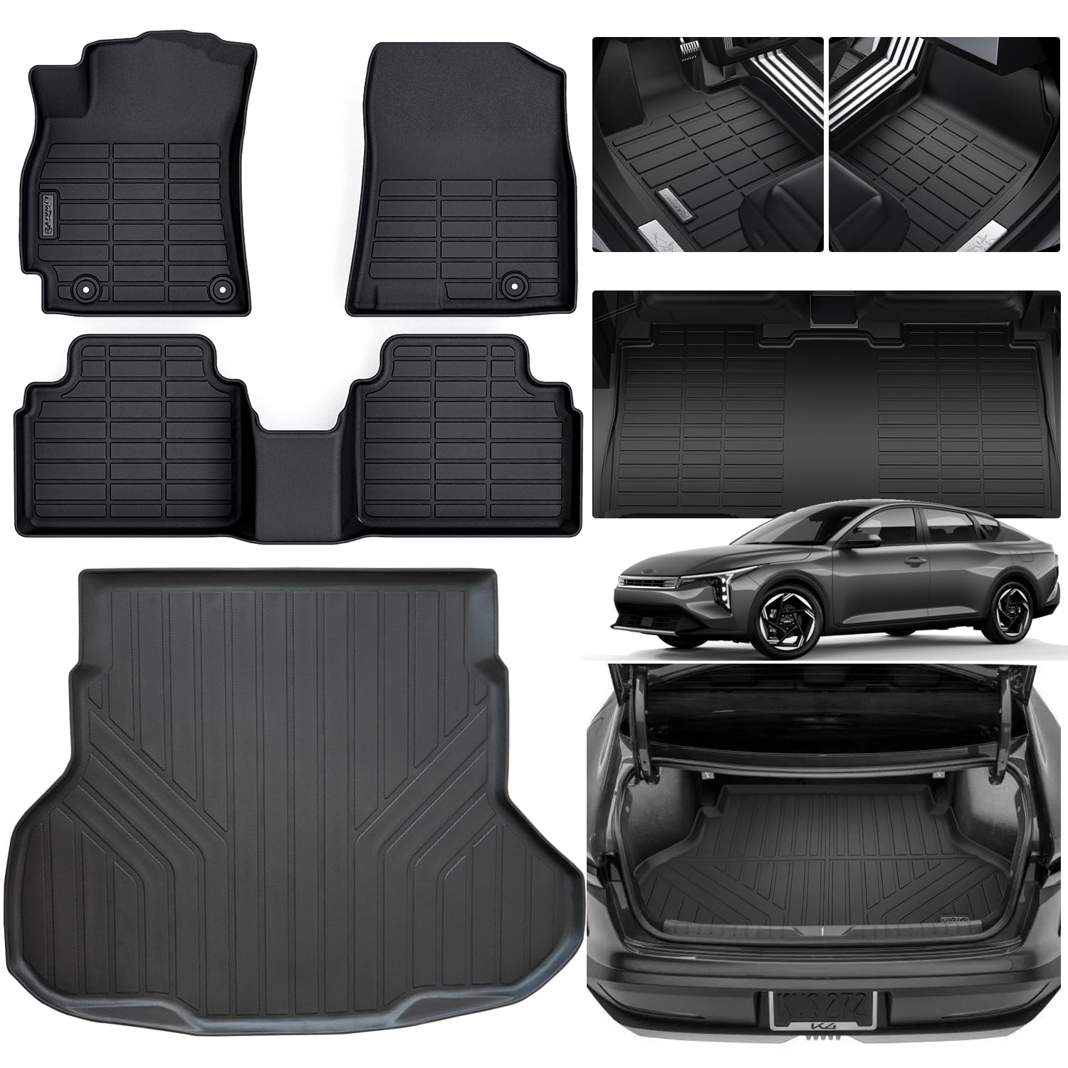 LJWAITO Floor Liners & Cargo Liners & Backrest Mat for 2016-2025 2026 Dodge Durango 6 Seats-2 Row Bucket Seat，TPE All Weather Protection Car Floor Mats with Trunk Mat Covering The Backrest — view 32
