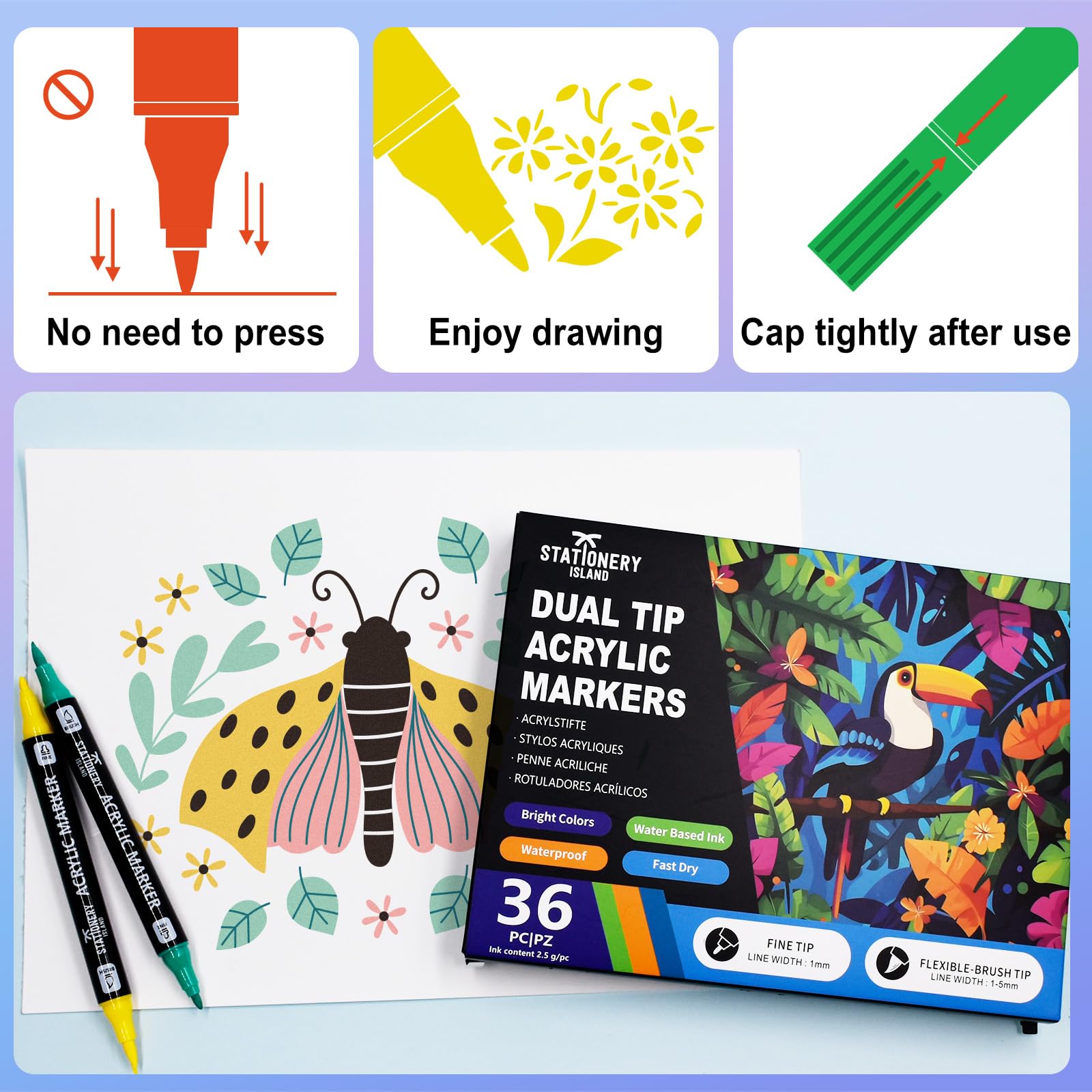 VynyQoo 14 Colori Pennarelli Acrilici, Pennarelli Acrilici per Dipingere Sassi, Pennarelli Doppia Punta per Tessuti Legno Vetro Ceramica, Acrylic Marker Colori Acrilici Pennarelli per Bambini e Adulti
