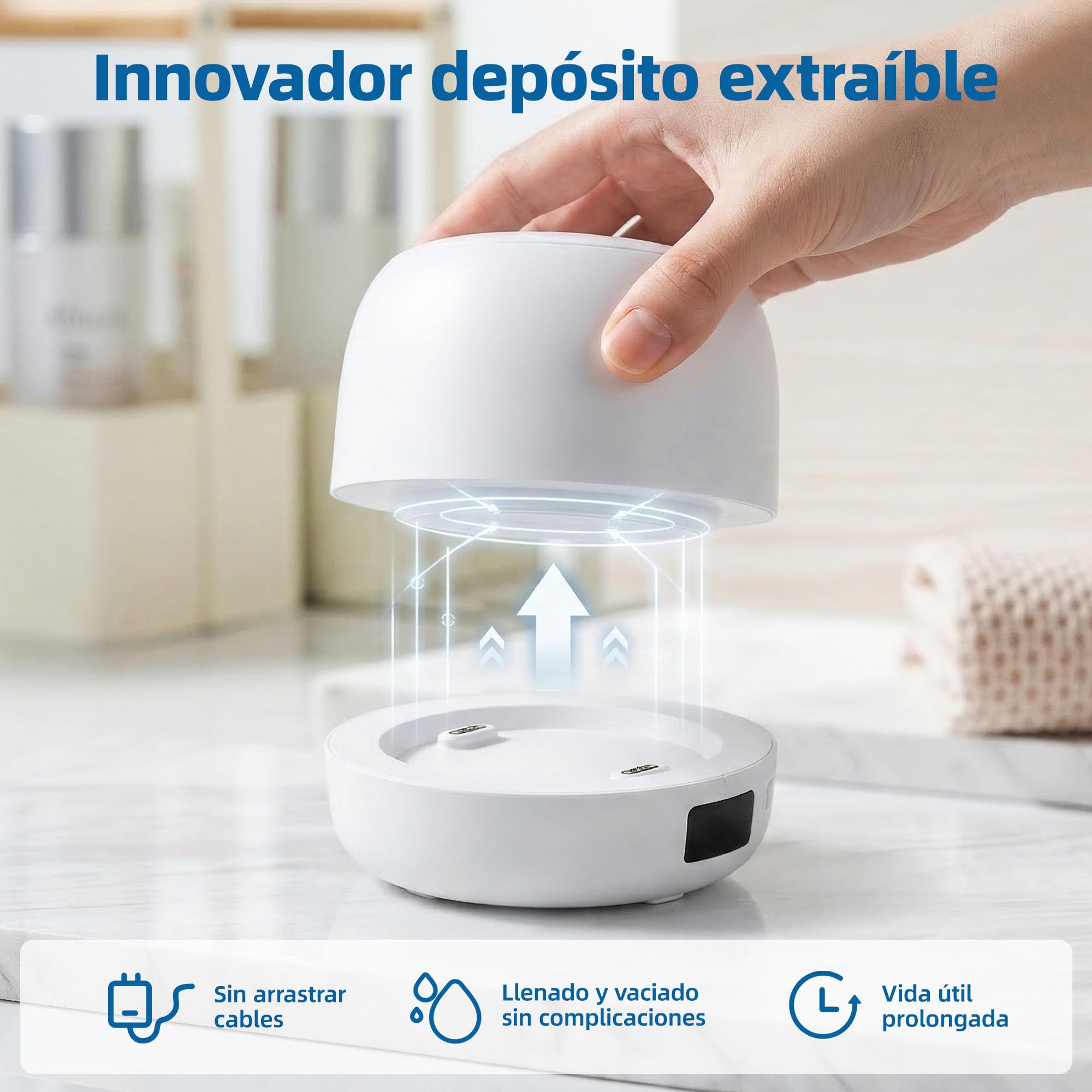 Carehabi Limpiador Ferula Dental, Limpiador Ultrasonidos Dental 45kHz con Depósito Extraíble 200mL, Máquina con Luz U-V para Retenedores, Alineadores y Joyas, Blanco