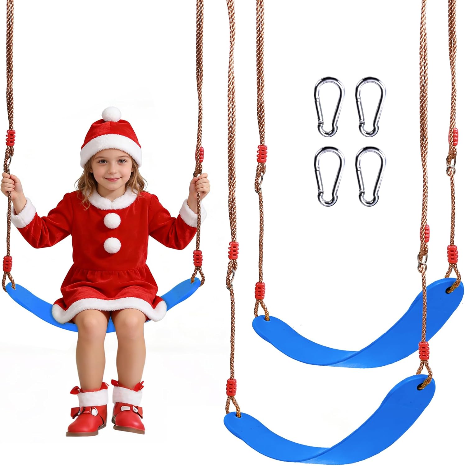 REDCAMP 2 Pack Swing Seat for Kids and Adults, Heavy Duty Replacement Swing with Adjustable Ropes, Blue