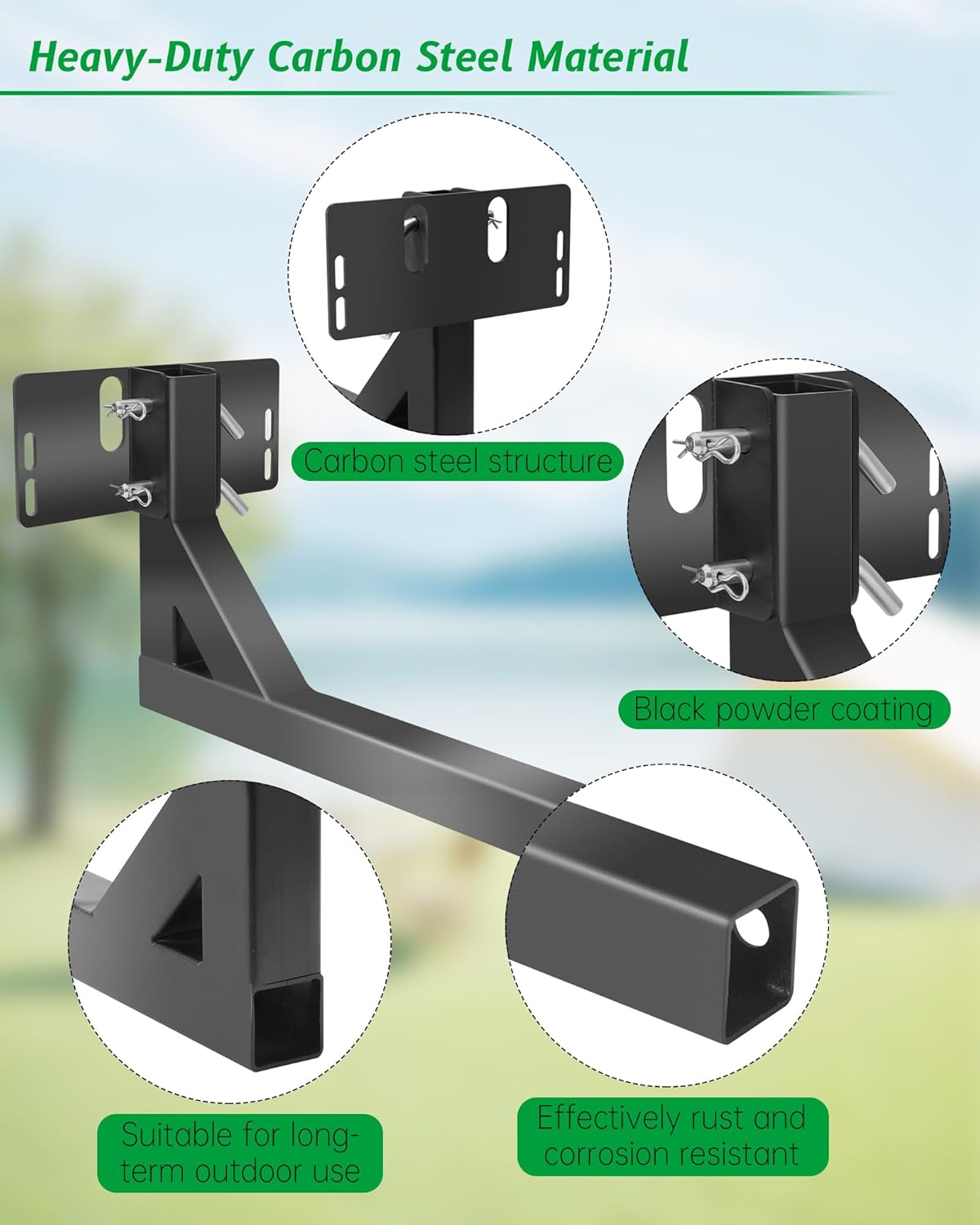 2" Receiver Hitch Mount, 5301901 Heavy Duty Carbon Steel Receiver Tube Bracket Compatible with ATV Dry Material Spreader (ATV-DMS-12V)