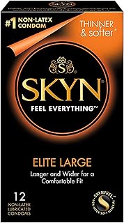 Skyn Elite Large Condoms – 12 Count – Ultra-Thin, Lubricated Latex-Free Condoms