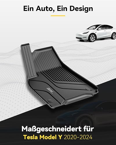 3W Floor Mats Compatible for Tesla Model Y 2020-2024 TPE All Weather Custom Fit Floor Liner for 1st, 2nd Row Tesla Model Y, Black - 2