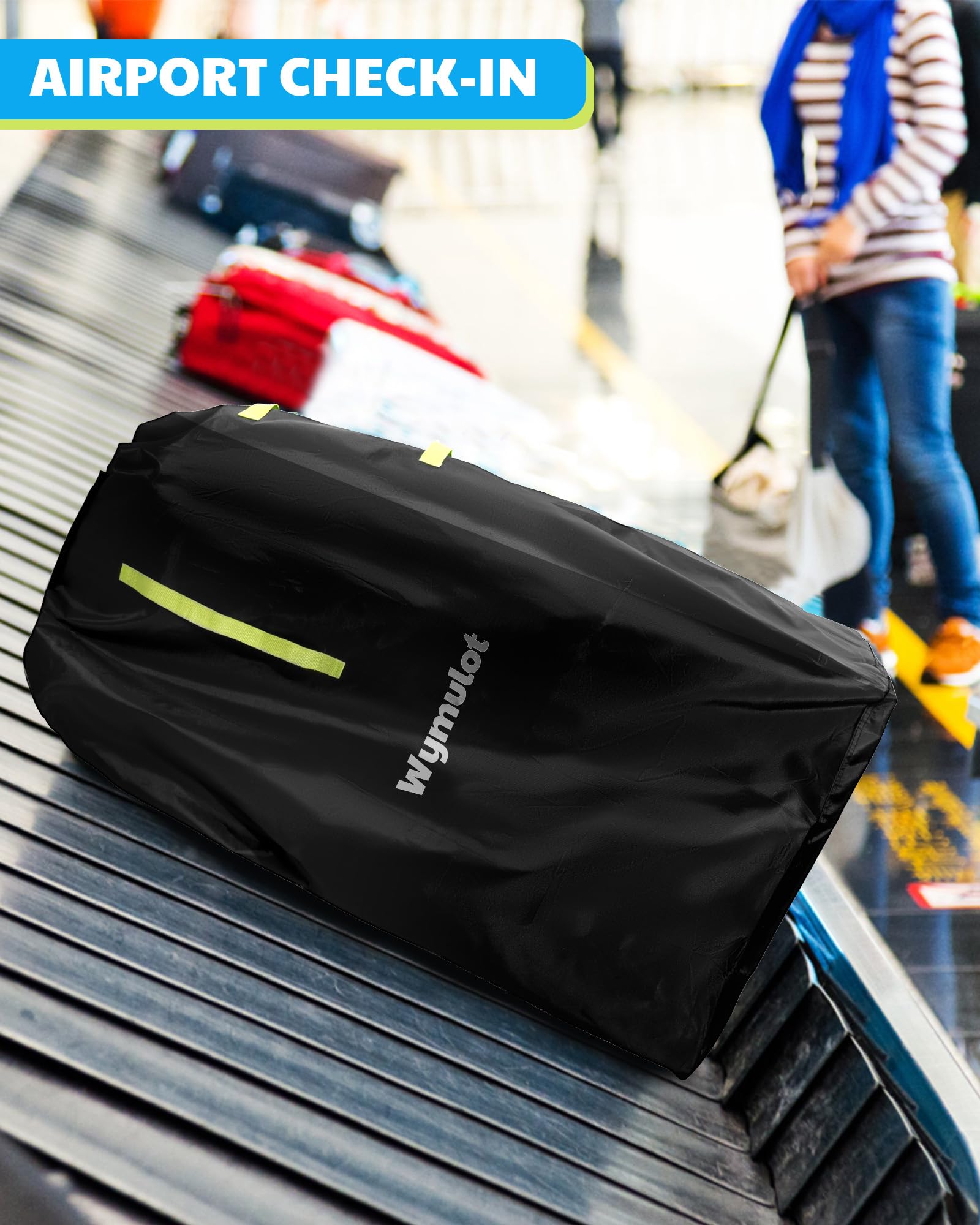Grande borsa per passeggino per aereo, borsa da viaggio impermeabile per passeggino, borsa da viaggio per passeggino singolo/doppio con manico e chiusura a coulisse, copertura per passeggino