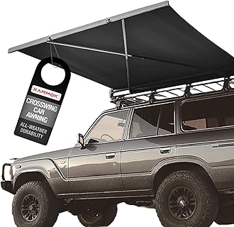 KAMMOK CROSSWING: Car Awning | Three-Second Deployment | No Supports Required | All-Weather Durability | Adjustable Coverage | Charcoal Gray 7 ft