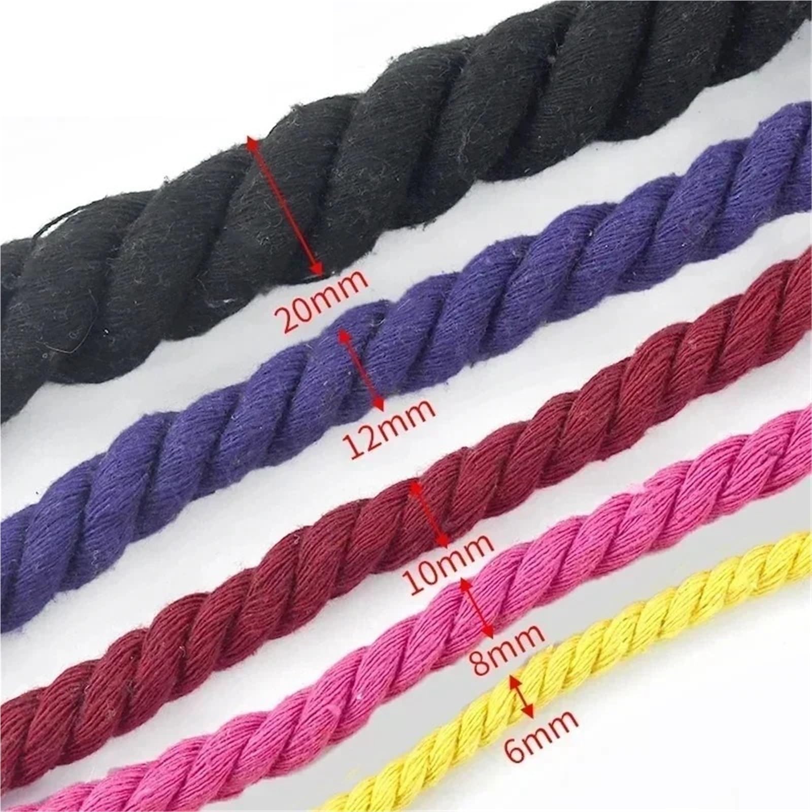 Hilo de Macramé Cordones de algodón Trenzados 5 Metros y 3 Partes, Cuerda macramé 5/8/10/12/20mm, Bolsa for decoración del hogar, Cinta cordón, Accesorios Costura DIY(Lakeblue,20mm-5Meters)
