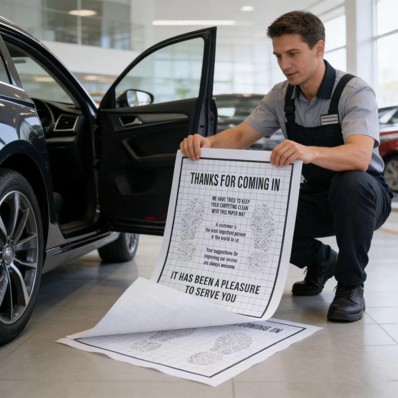 White Car Paper Floor Mats 50 Pcs Disposable Floor Cars Auto Vehicles Automotive Mat- Paper Car Floor Mats — view 5