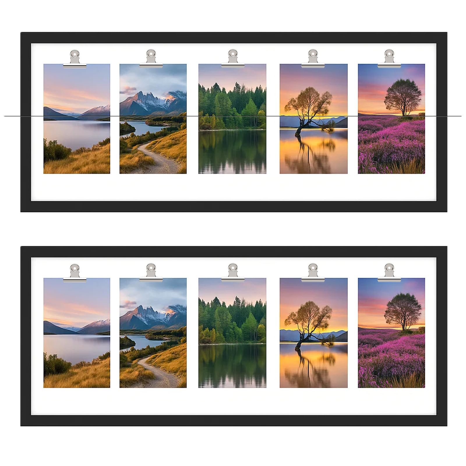 JF HOME BLISS 25x10 Inch Modern Panoramic Frame, Wall Hanging Panoramic Picture Frames, Black Frames for Home Décor Wall Decoration (2 pcs)