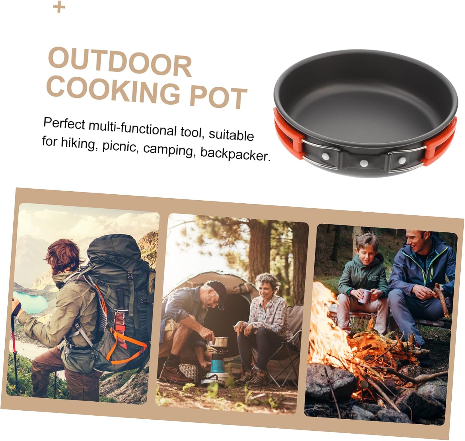 BESTonZON Practical Portable Non-Stick Frying Pan for Outdoor Camping Lightweight Cooking Utensil for Easy Cleanup and Performance Nature