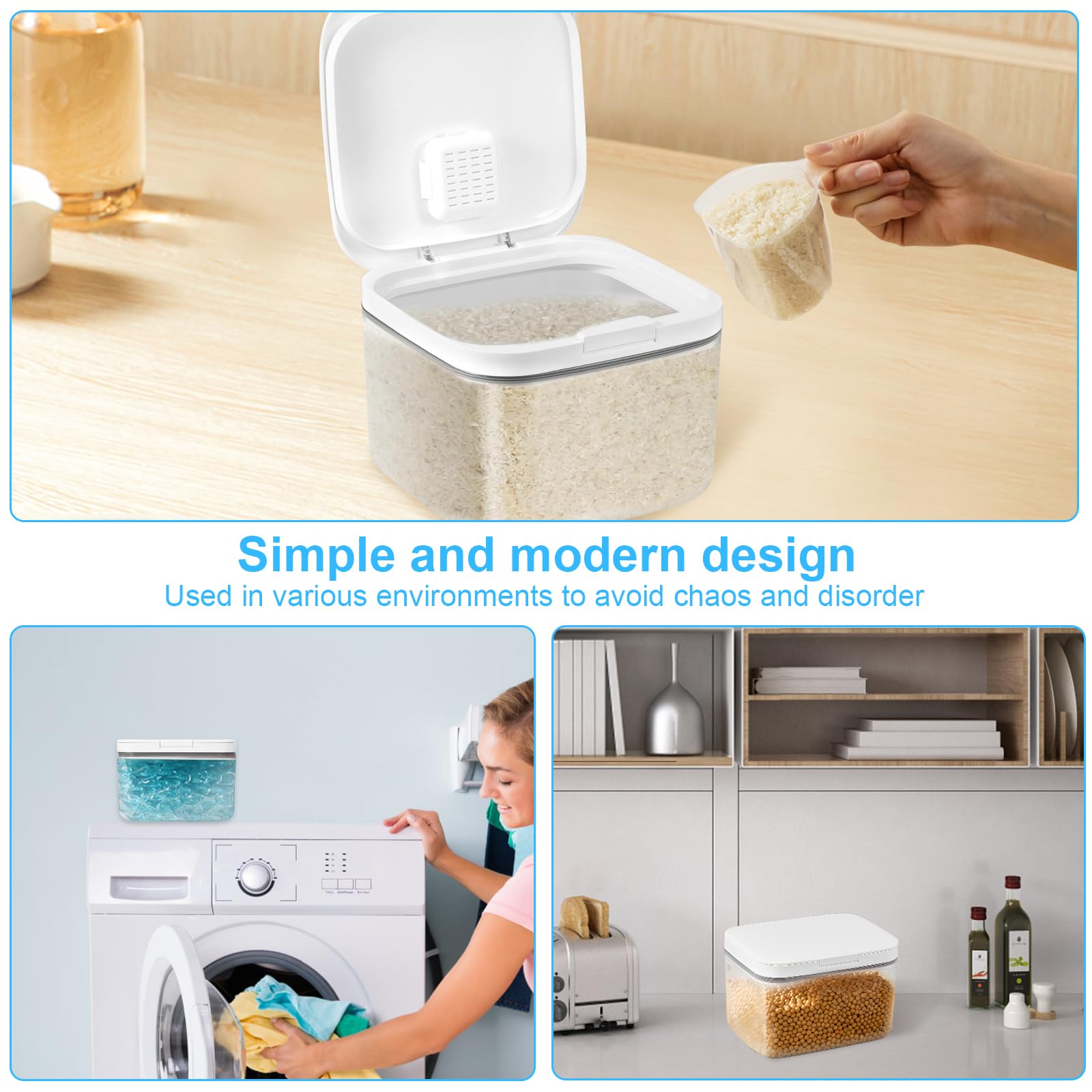 Kandishiex US Laundry Powder Container with Pop up Lid 5.6L Powder Detergent Dispenser Clear Laundry Pod Container Dustproof Laundry Detergent Container with Measuring Cup for Laundry Room Pantry