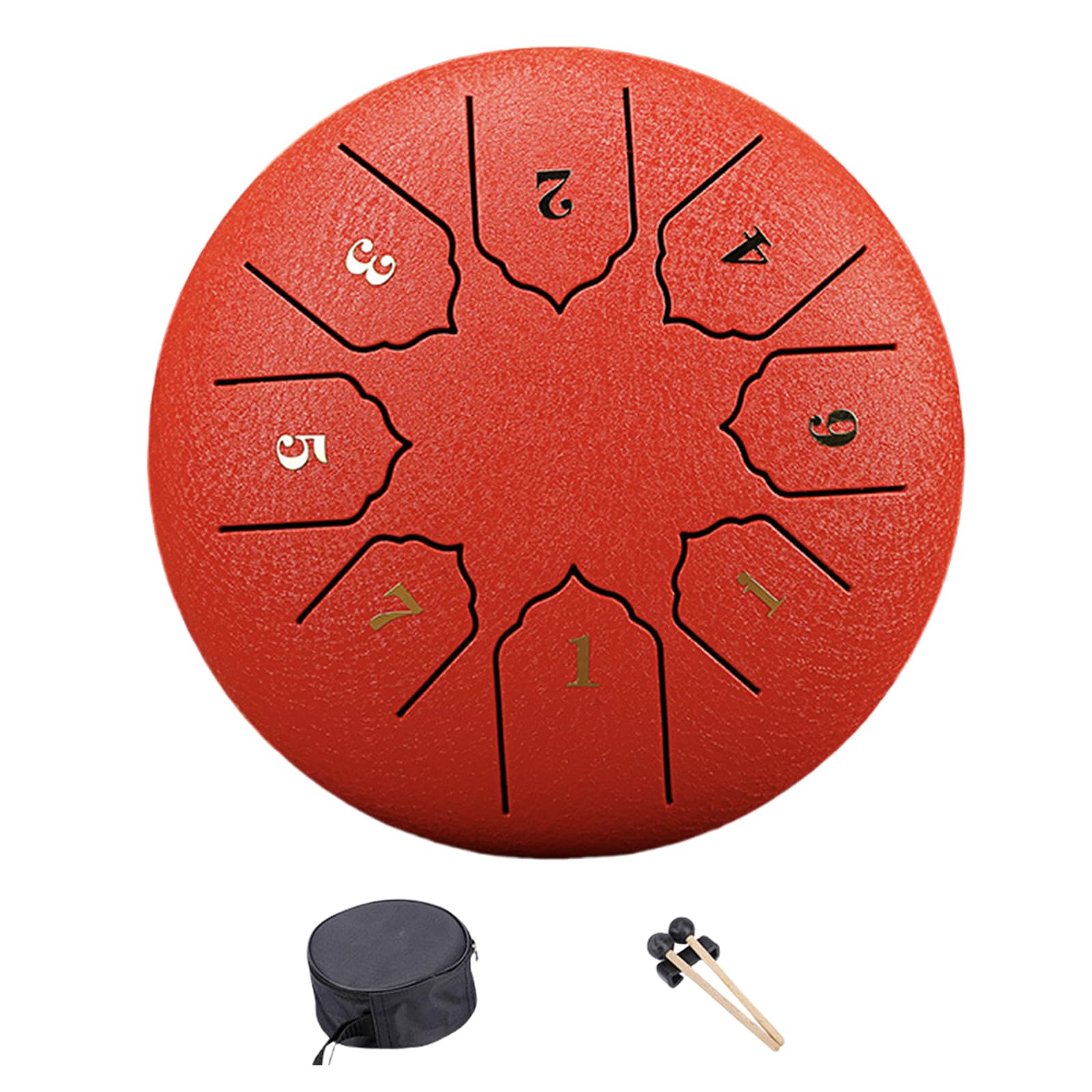 Tambor de lengua de acero de 6 pulgadas, tambor de mano de 8 tonos con baquetas, bolsa de instrumentos de percusión para yoga