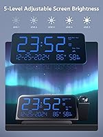 Vista 4 de Projection Alarm Clock for Bedroom, Alarm Clock with 350° Rotatable Projector, 5 Brightness, Dual Alarm with Weekday/Weekend Mode, Temp & Humidity