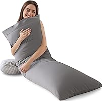 InspireCrafter Memory Foam Body Pillow Insert - Soft Breathable Full Body Pillow for Adults, Grey - Ultimate Sleep Support