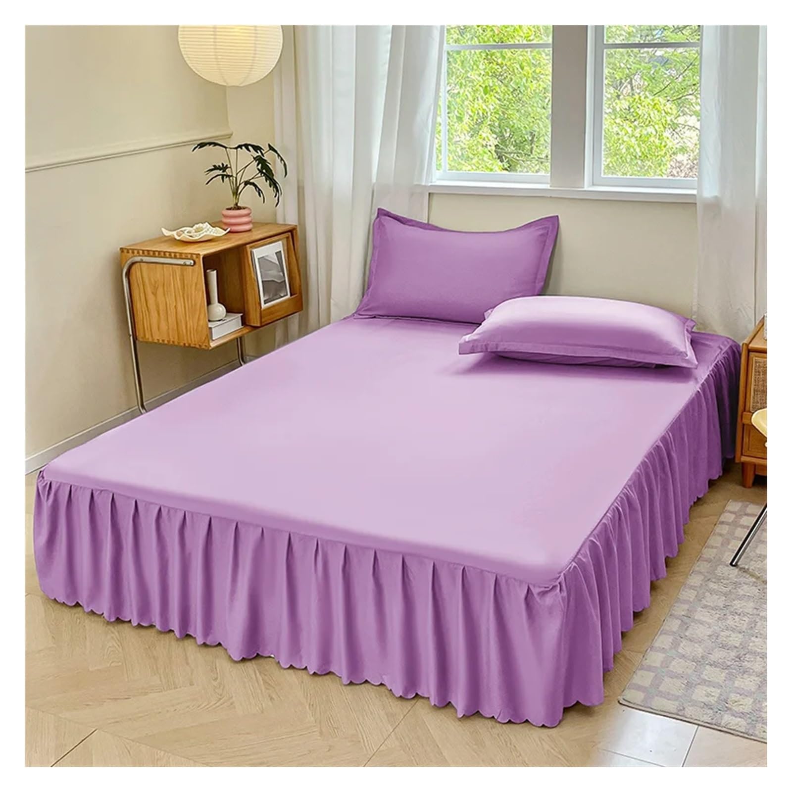 Solid Color Bed Skirt Solid Color Bed Skirt Four Corners With Elastic Band Bedspread Twin/Full/Queen/King Size Style Mattress Protector(Color-1,Twin 99x190cm)