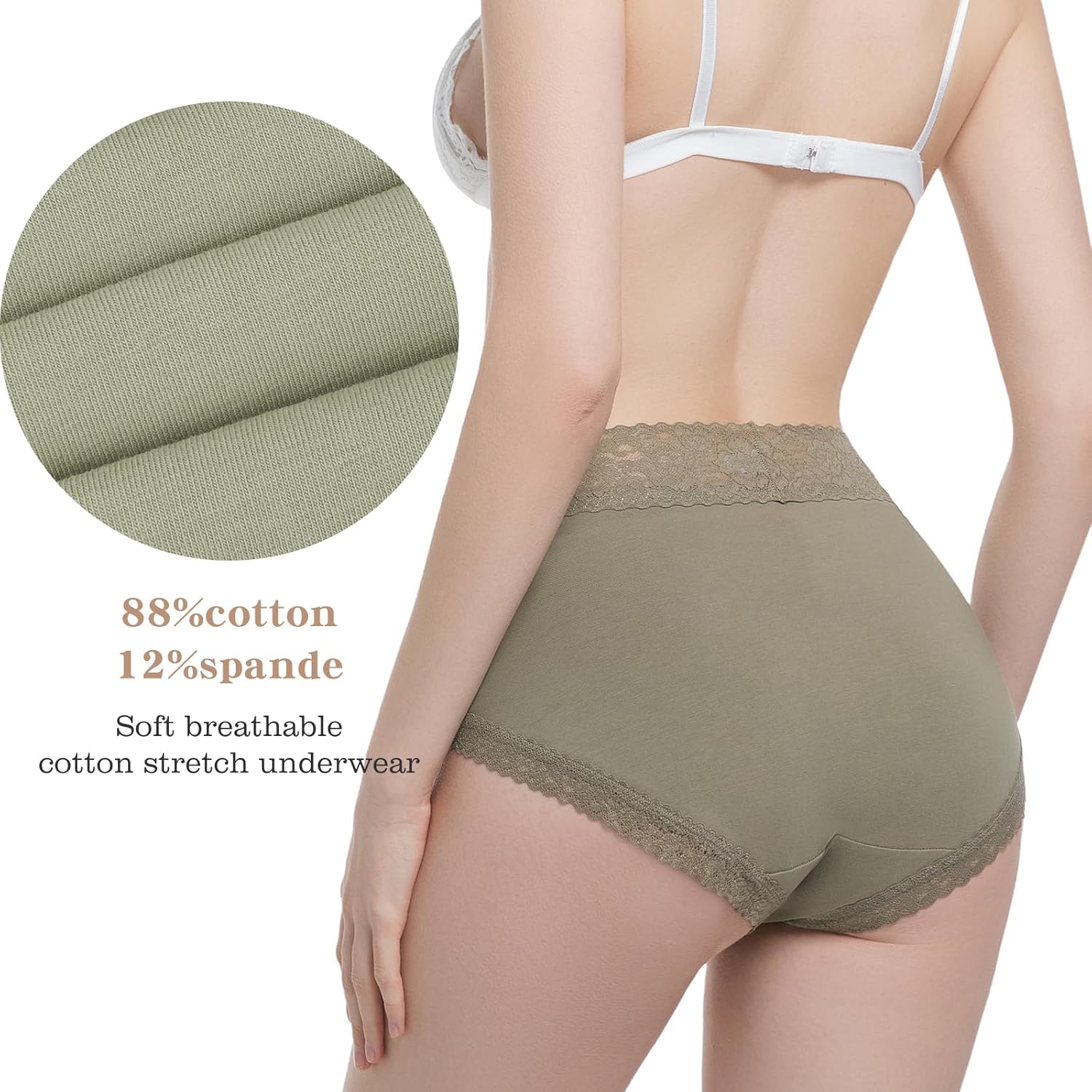 Womens Underwear Cotton Lace Underwear for women Ladies Lace Trim panties Comft Briefs Pack - Image 4
