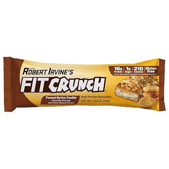 FITCRUNCH Snack Size Protein Bars, 6-Layer Baked Bar, 1g of Sugar, Gluten Free & Soft Cake Core (18 Bars, Peanut Butter Cookie)