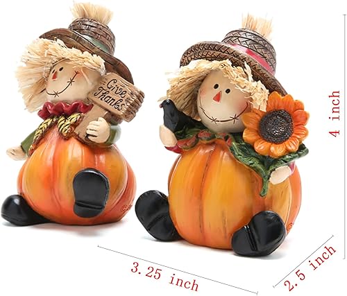 Miniatura 7 de Hodao 2 piezas de decoración de espantapájaros de otoño de Acción de Gracias, espantapájaros de cosecha de otoño, calabaza, decoración para otoño,